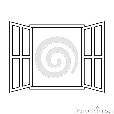 Icon sign open window vector outline open window frame Vector Illustration