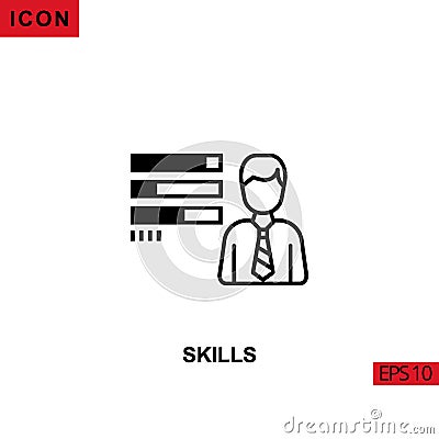 Icon skills employee. Outline, line or linear vector icon symbol sign collection Vector Illustration