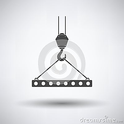 Icon of slab hanged on crane hook by rope slings Vector Illustration