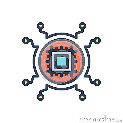 Color illustration icon for Soc, microchip and electrical Cartoon Illustration