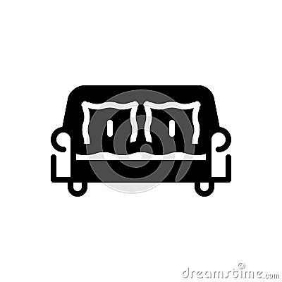 Black solid icon for Sofa, couch and divan Vector Illustration