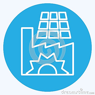 Icon Solar Powered Factory. related to Solar Panel symbol. blue eyes style. simple design illustration Cartoon Illustration