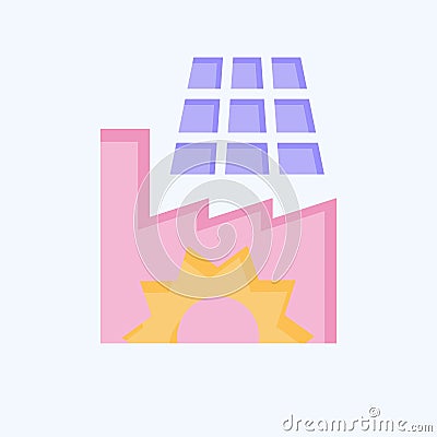 Icon Solar Powered Factory. related to Solar Panel symbol. flat style. simple design illustration Cartoon Illustration