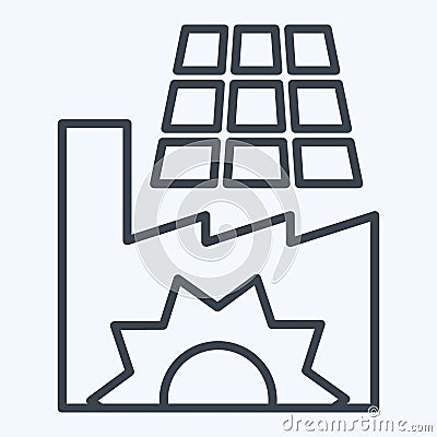Icon Solar Powered Factory. related to Solar Panel symbol. line style. simple design illustration Cartoon Illustration