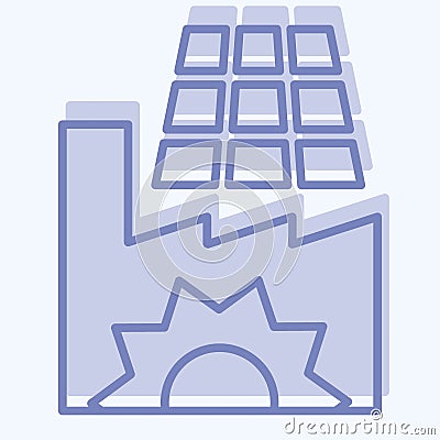 Icon Solar Powered Factory. related to Solar Panel symbol. two tone style. simple design illustration Cartoon Illustration