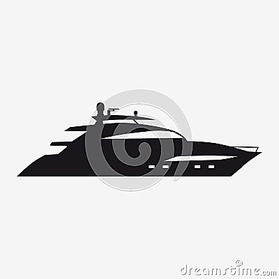 Icon speed boat, boat, side view silhoutte. Vector, isolated simple style Vector Illustration