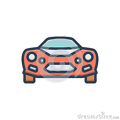 Color illustration icon for Sports Car, automotive and fast Cartoon Illustration