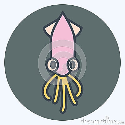 Icon Squid. suitable for Meat. color mate style. simple design editable. design template vector. simple illustration Cartoon Illustration