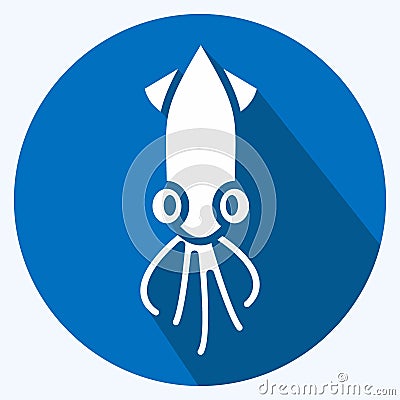 Icon Squid. suitable for Meat. long shadow style. simple design editable. design template vector. simple illustration Cartoon Illustration