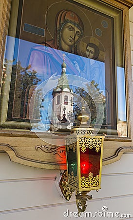 Icon in Staroladozhsky Nikolsky Monastery in Staraya Ladoga - Leningrad region Russia Stock Photo