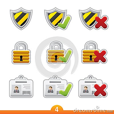 Icon sticker set - safety Vector Illustration