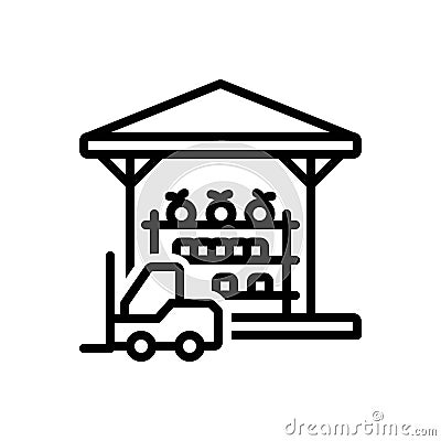 Black line icon for Stored, warehouse and goods Vector Illustration