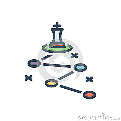 Color illustration icon for Strategy, planning and strategics Cartoon Illustration