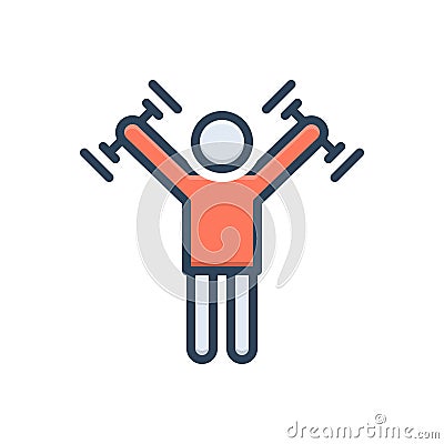 Color illustration icon for Strengthen, strengthen and arm Cartoon Illustration