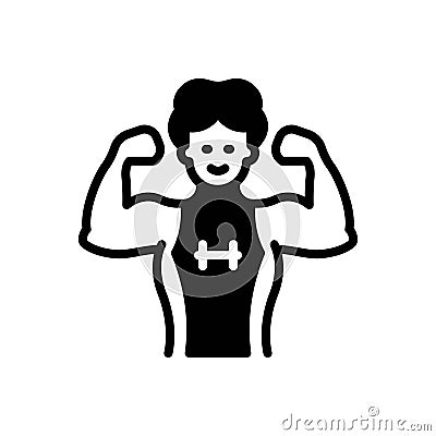 Black solid icon for Strong, muscular and bodybuilder Vector Illustration
