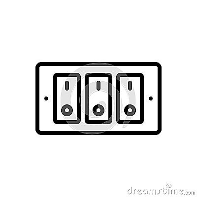 Black line icon for Switches, board and button Vector Illustration