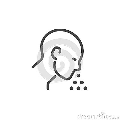 Icon on Symptoms Cold or Flu, Viral or Bacterial Disease and Allergy. Line Sign Sneezing Man Vector Pictogram in Outline Vector Illustration
