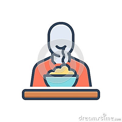 Color illustration icon for Taken, restaurant and person Cartoon Illustration