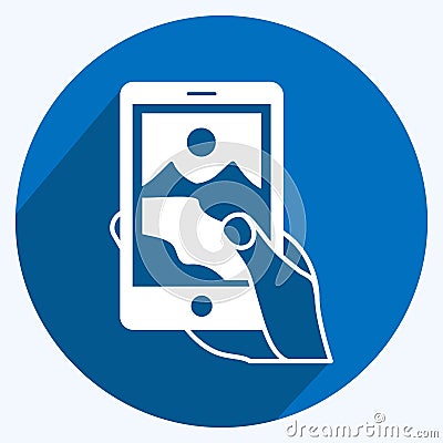Icon Taking Pictures. suitable for Hand Actions symbol. long shadow style. simple design editable. design template vector. simple Cartoon Illustration