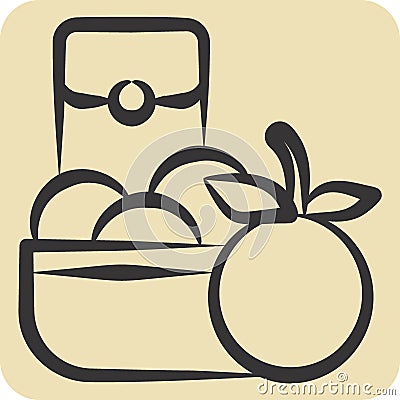 Icon Tangerine. related to Chinese New Year symbol. hand drawn style. simple design editable Stock Photo