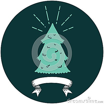 icon of tattoo style pine tree Vector Illustration