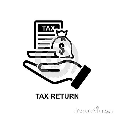 Tax return icon. State goverment taxation isolated on background. Vector Illustration