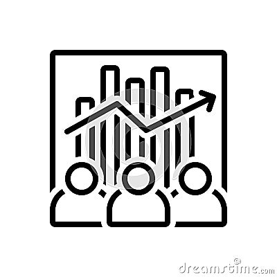 Black line icon for Team Efficiency, capacity and competency Vector Illustration