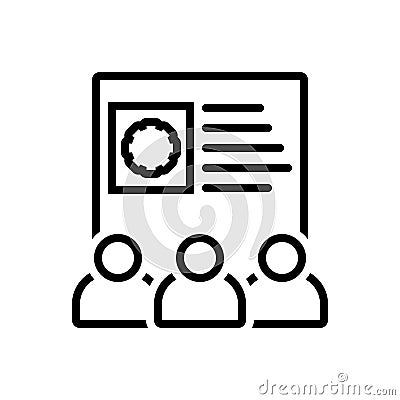 Black line icon for Team Skills, employee and control Vector Illustration