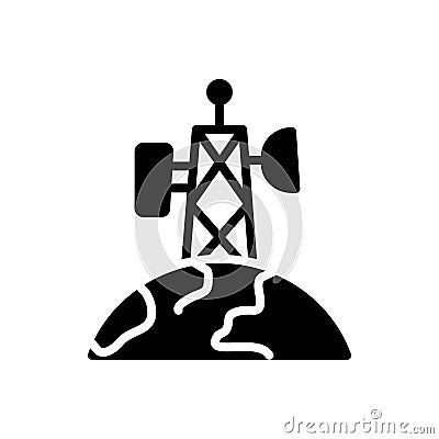 Black solid icon for Telecommunications, telecom and internet Stock Photo