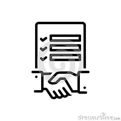 Black line icon for Tender, proposal and agreement Vector Illustration