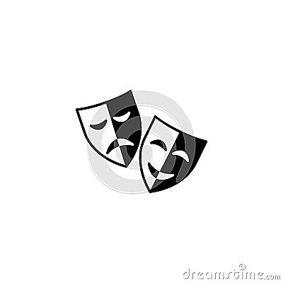 icon. Theater masks, comedy and tragedy Vector Illustration