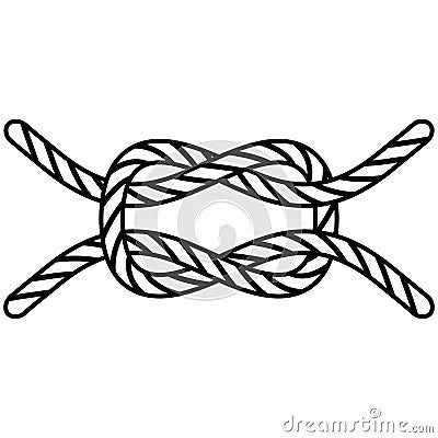 Icon tied sea knot two ropes cables, tying sea knot Vector Illustration