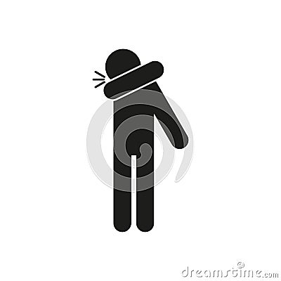 Icon to sneeze into his elbow. Simple vector illustration on a white background Vector Illustration