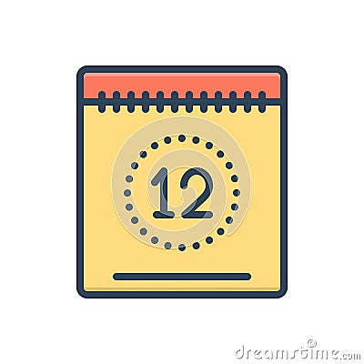 Color illustration icon for Today, this date and day Cartoon Illustration