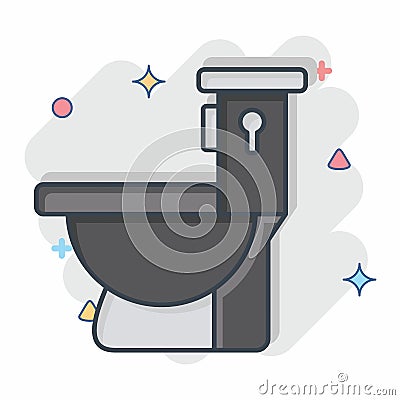 Icon Toilet. related to Building Material symbol. comic style. simple design editable. simple illustration Cartoon Illustration