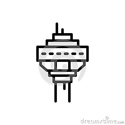 Black line icon for Tower, steeple and spire Vector Illustration