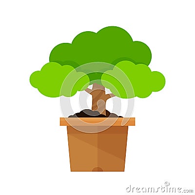 Icon tree pot isolated on white, potted tree for clip art cartoon, illustration pot tree small for symbol gardening shop, floral Vector Illustration
