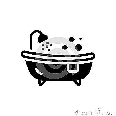 Black solid icon for Tub, baths and bathtub Vector Illustration