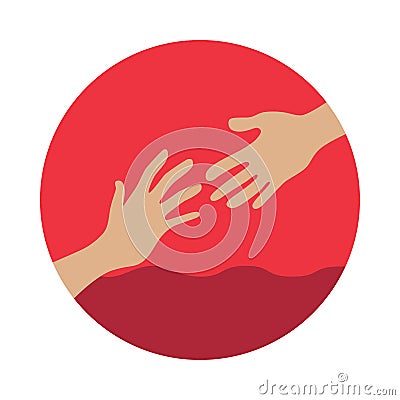 Icon of two hands reaching out to each other on a white background. Vector illustration. EPS 10 Stock Photo