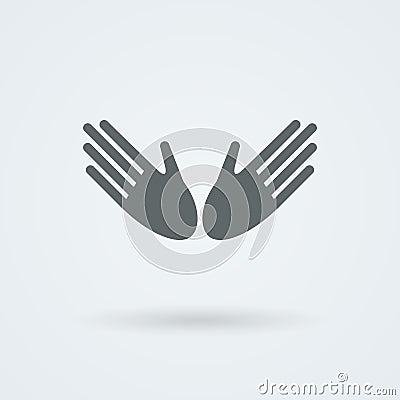 Icon with two vector hands in a handshake. Greeting. Pair work. Friendship. Vector Illustration