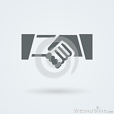 Icon with two vector hands in a handshake. Greeting. Pair work. Friendship. Vector Illustration