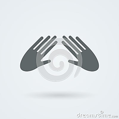 Icon with two vector hands in a handshake. Greeting. Pair work. Friendship. Vector Illustration