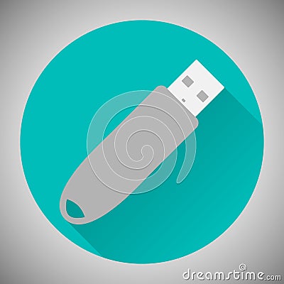 Icon USB flash drive. The information carrier. Flat style. Vector Illustration