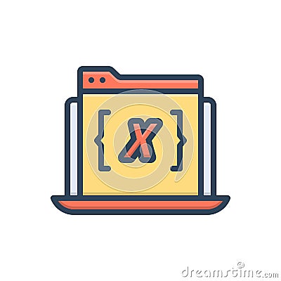 Color illustration icon for Variables, math and code Cartoon Illustration