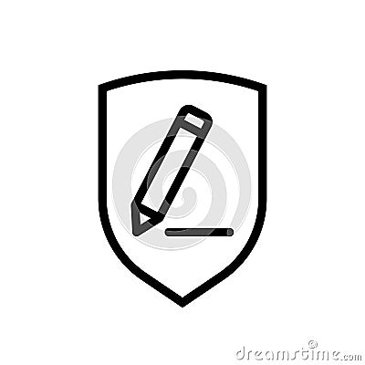 Icon vector graphic of shield pencil line Vector Illustration