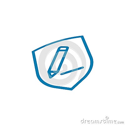 Icon vector graphic of shield pencil line Vector Illustration