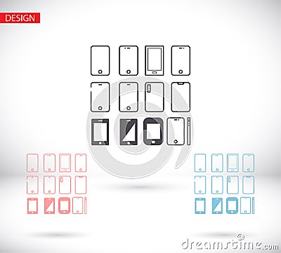 Phone vector many linear work icon design Cartoon Illustration