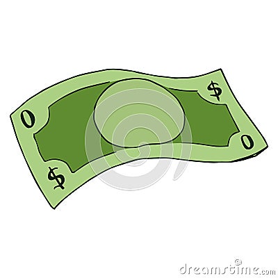Money icon. Vector illustration of dollar bill. Hand drawn banknote Vector Illustration