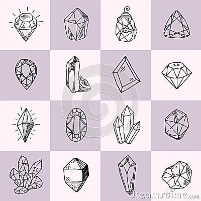 New Crystals Set Vector Illustration