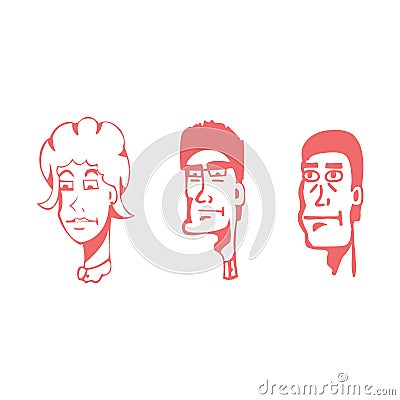 Icon, vector, set, avatar, face, illustration, collection, human, woman, isolated, flat, linear, business, people, symbol, sign, p Vector Illustration